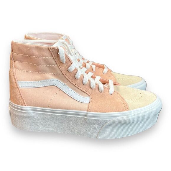 Womens Sneakers Peach Color Sneakers Vans SK8 Hi Tapered Platform
